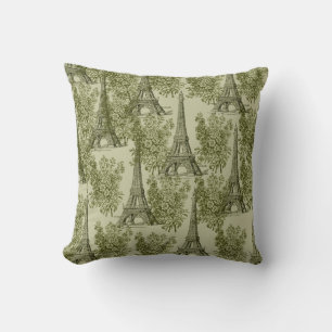 Coussin Green Floral Paris Tour Eiffel
