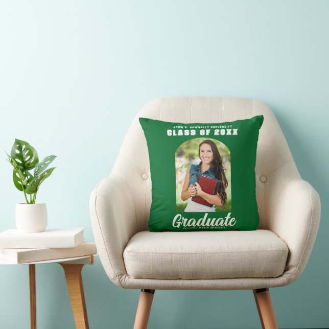 Coussin Green Graduate Photo Arch Moderne 2025 Graduation (Chaise)