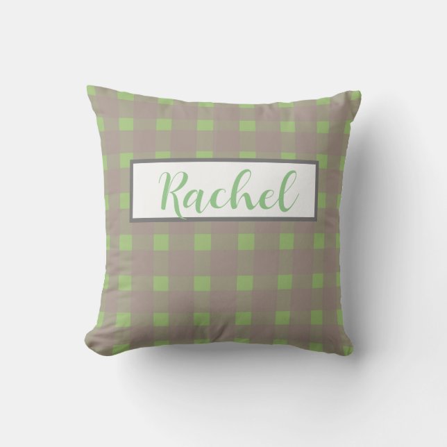 Coussin Green Grey En vichy personnalisé (Recto)