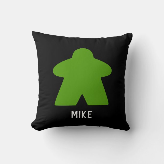 Coussin Green Meeple | Texte personnalisé | Un/Mot (Recto)