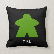 Coussin Green Meeple | Texte personnalisé | Un/Mot