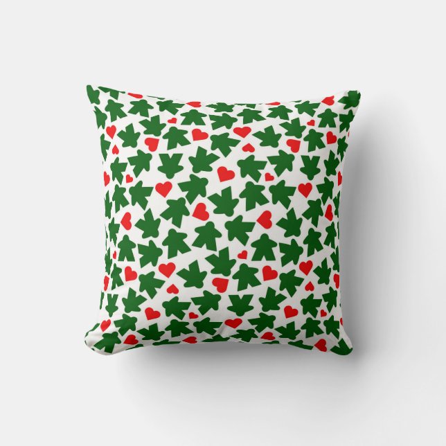 Coussin Green Meeple with Red Heart (Recto)