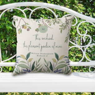 Coussin Green Modern Monogramme Devis d'été Shakespeare