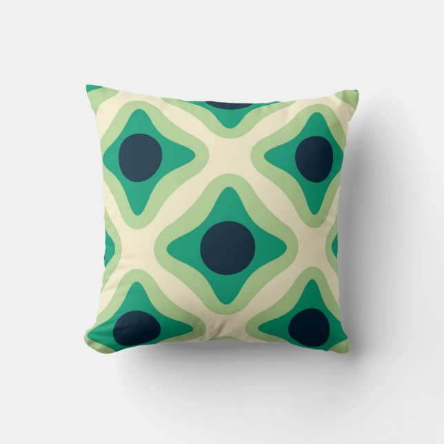 Coussin  Green & Navy Geometric Patter Throw Pillow (Recto)