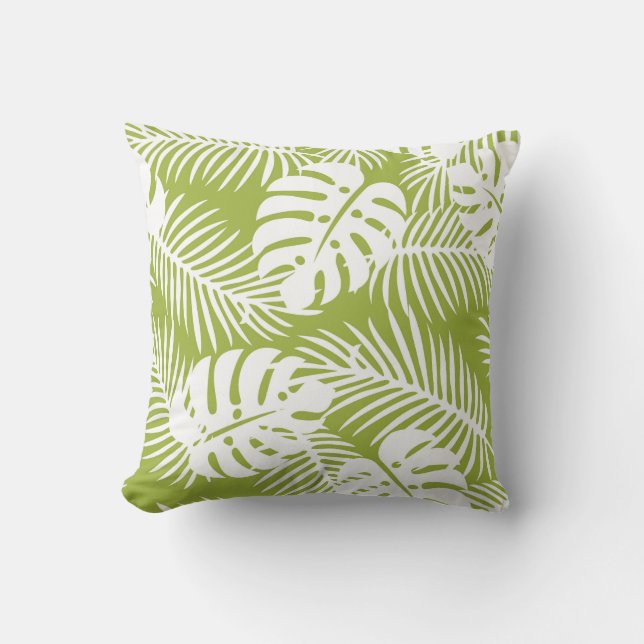 Coussin Green Palm Feuille Rainforest Motif (Recto)