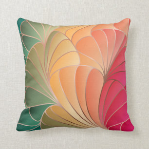 Coussin Green, Peach, Apricot, Watermelon Nouveau Art Nouv
