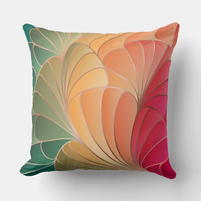 Coussin Green, Peach, Apricot, Watermelon Nouveau Art Nouv (Recto)