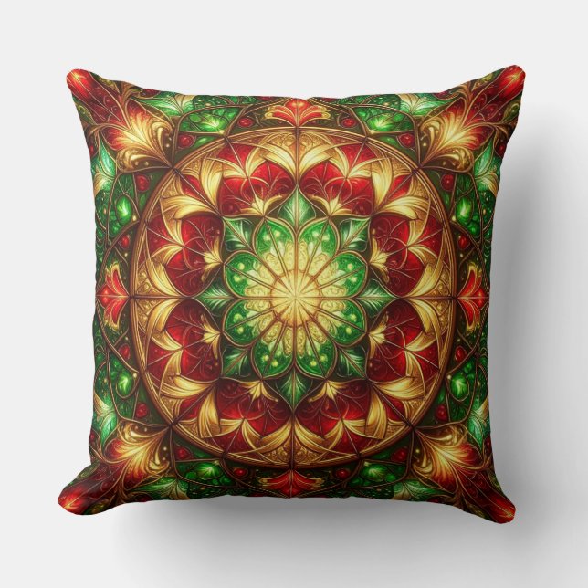 Coussin Green Red Decorative Christmas Throw Pillow (Recto)
