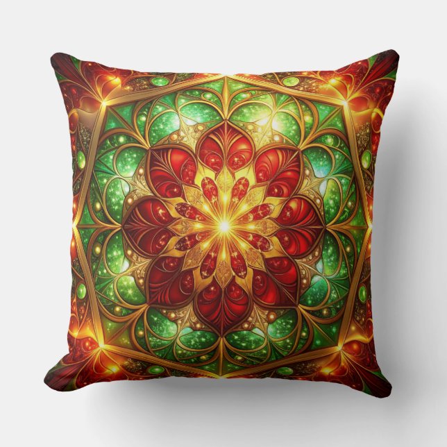 Coussin Green Red Decorative Christmas Throw Pillow (Recto)