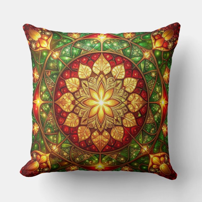 Coussin Green Red Decorative Christmas Throw Pillow (Recto)