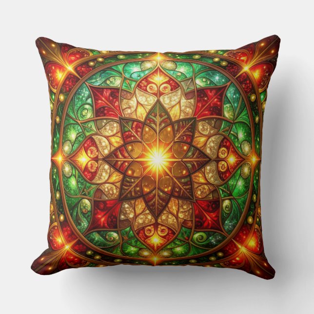 Coussin Green Red Decorative Christmas Throw Pillow (Recto)
