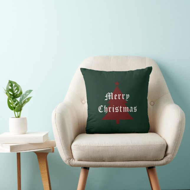 Coussin Green & Red "Merry Christmas" Throw Pillow (Chaise)