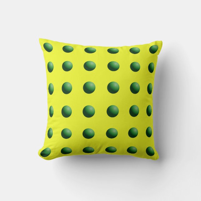 Coussin Green Spheres on Yellow  (Recto)