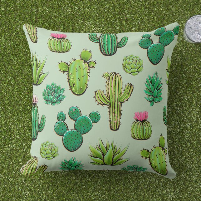 Coussin Green Succulents  (Herbe)