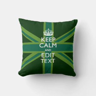 Coussin Green Teal Keep Calm And Have Your Text Union Jack