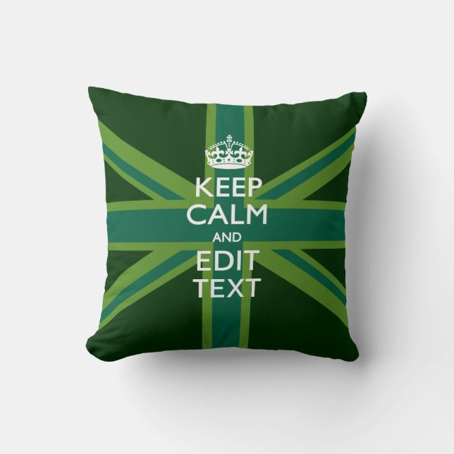 Coussin Green Teal Keep Calm And Have Your Text Union Jack (Recto)