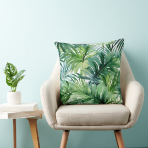 Coussin Green Tropical Jungle Palm Feuille