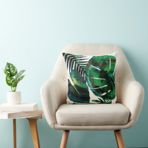 Coussin Green Tropical Monstera Fern Feuilles