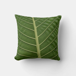 Coussin Green Tropical Rainforest Taro Leaf Veines Motif