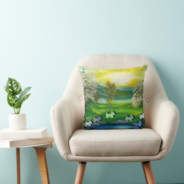 Coussin Green Venus Scotties à l'étang (Chaise)
