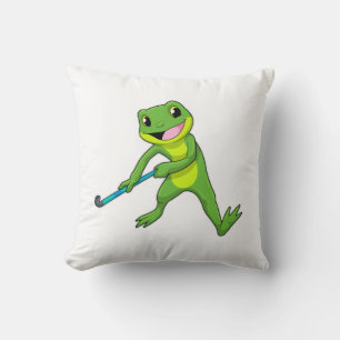 Coussin Grenouille à Hockey avec chauve-souris de hockey