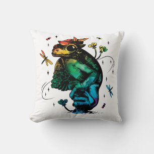 Coussin Grenouille avec champignon Cottagecore Style dessi