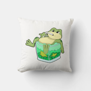 Coussin Grenouille avec verre de jus