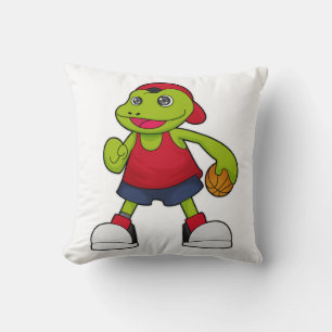 Coussin Grenouille comme joueur de basket-ball avec basket