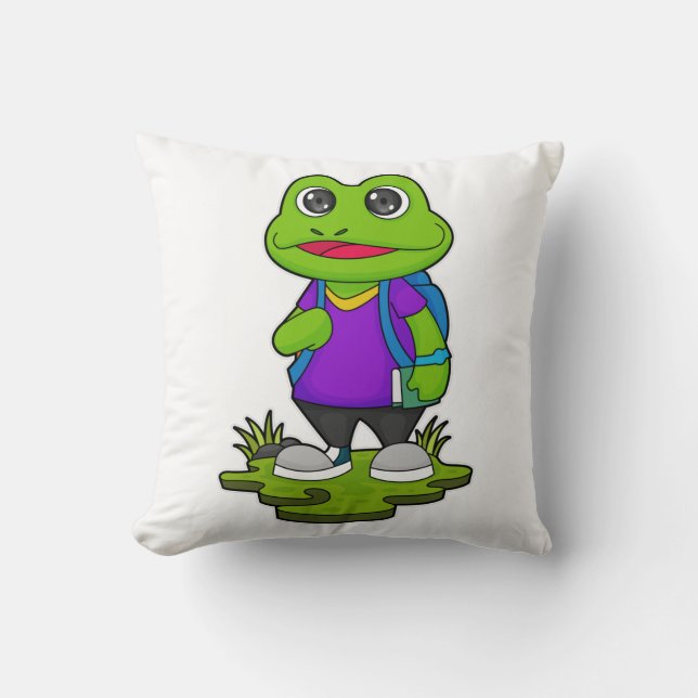 Coussin Grenouille comme randonneur avec sac à dos (Recto)