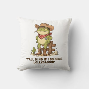 Coussin Grenouille cow-boy mignon qui se prélasse - Humour
