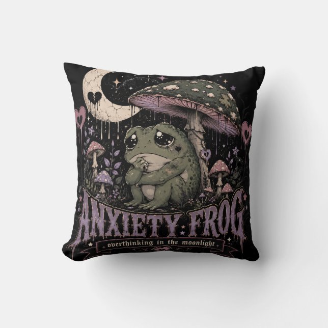 Coussin Grenouille d'anxiété Réflexion excessive Design Cl (Recto)