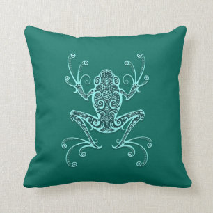 Coussin Grenouille d'arbre bleue turquoise complexe