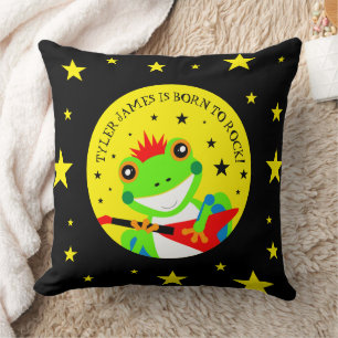 Coussin Grenouille d'arbre d'anniversaire de Rockin avec g