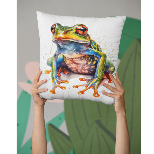 Coussin Grenouille de la forêt tropicale à l'œil émeraude