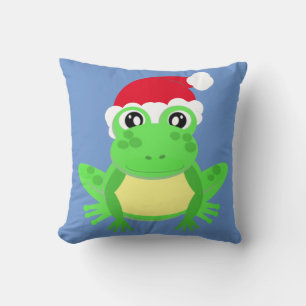 Coussin Grenouille de Noël Santa Hat Novelty Funny Blue