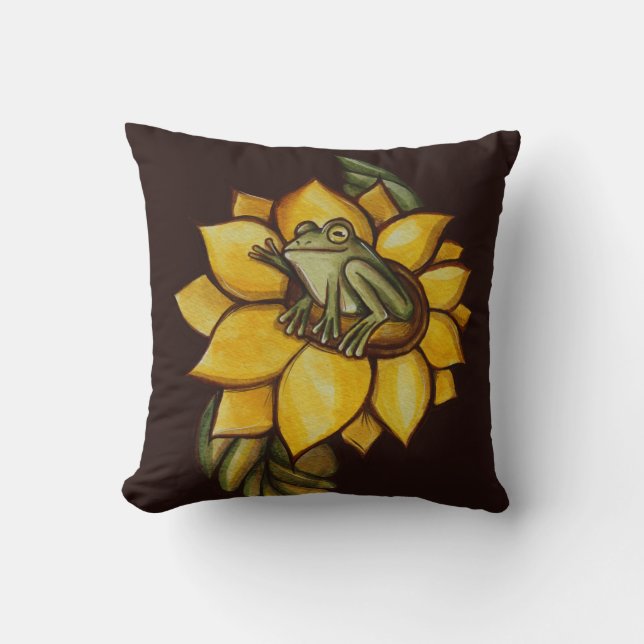 Coussin Grenouille de tournesol Fleur de fleurs (Recto)