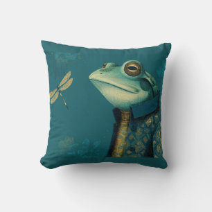 Coussin Grenouille Élégante & Libellule - Animal Vintage S