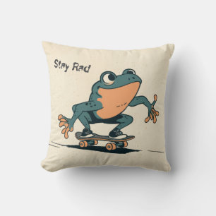 Coussin Grenouille en skateboard – Jolie illustration d'an