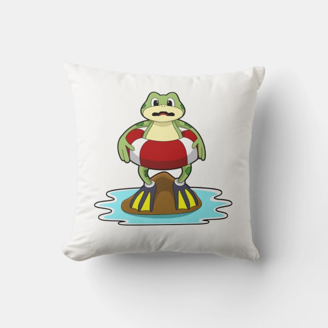 Coussin Grenouille en train de nager avec un bouée (Recto)
