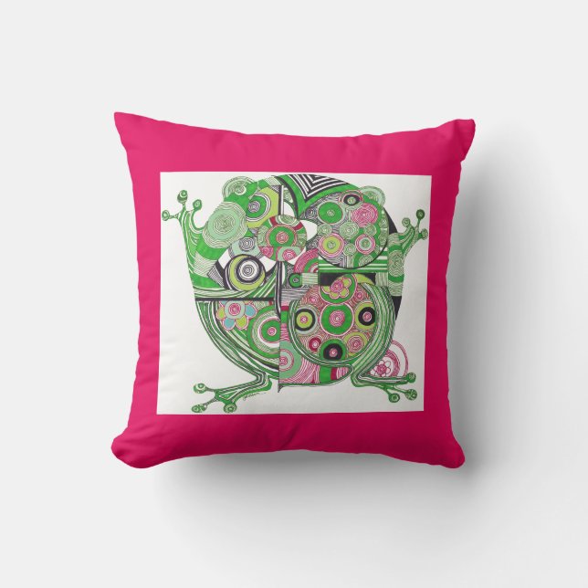 Coussin Grenouille et carreau d'envie de voyager (Recto)