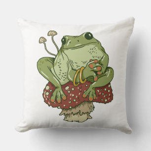 Coussin Grenouille et champignons Cute Cottagecore Funny T