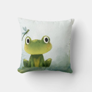 Coussin Grenouille et Libellule Mignonnes – Illustration d