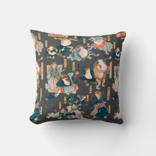 Coussin Grenouille japonaise ukiyo-e Froggies