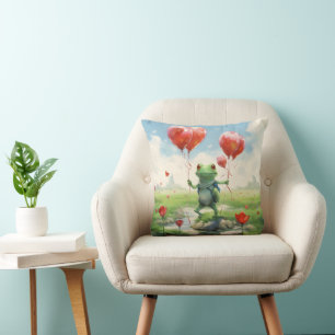 Coussin Grenouille joyeuse ballons rouges