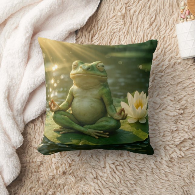 Coussin Grenouille méditant sur un nénuphar (Couverture)