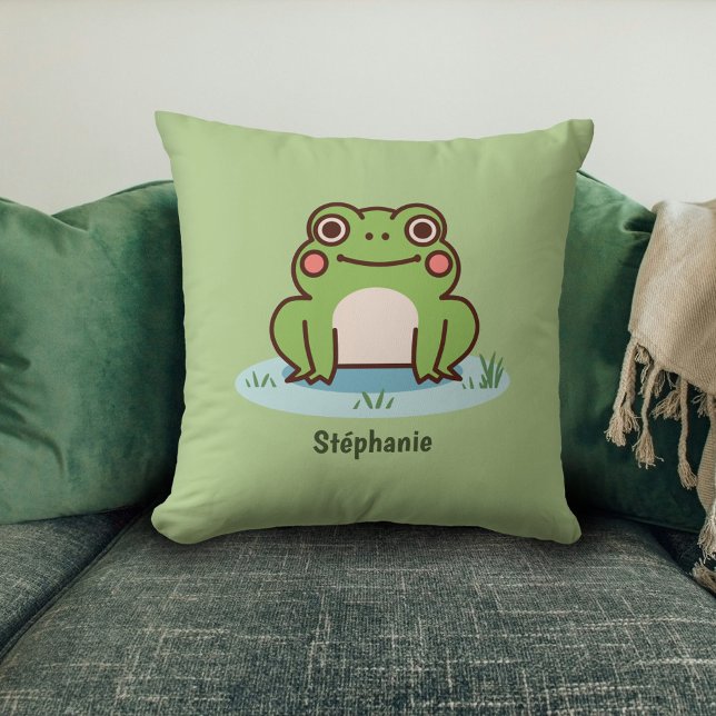 Coussin Grenouille mûre (Cute Frog Green Pillow)