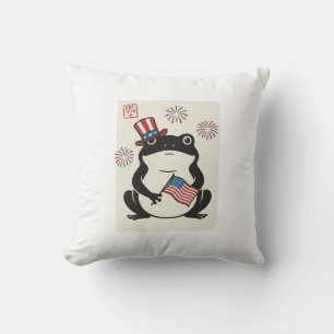 Coussin Grenouille Patriotique Gravure Vintage Art Vectori