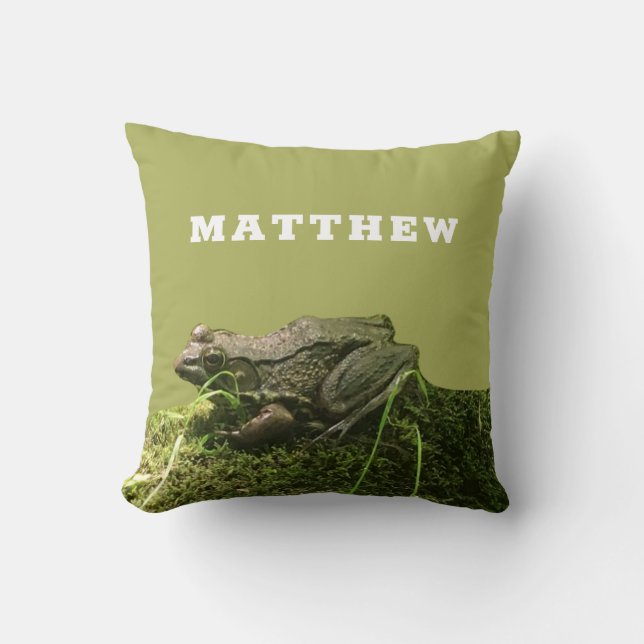 Coussin Grenouille personnalisée sur un Rocher Mossy Photo (Recto)