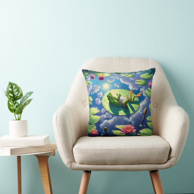 Coussin Grenouille se relaxer sur un tapis de Lily (Chaise)
