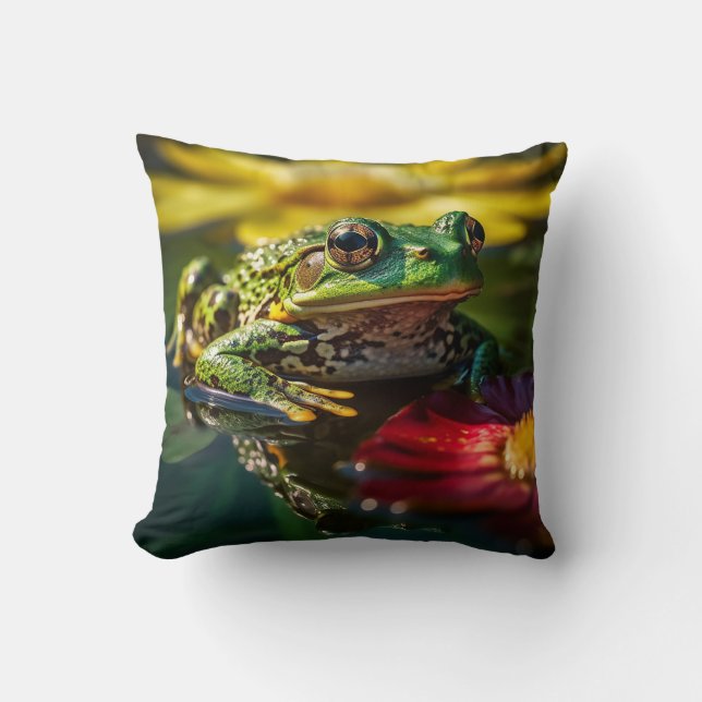 Coussin Grenouille Serene Lily Pad - Nature Vibrante (Recto)